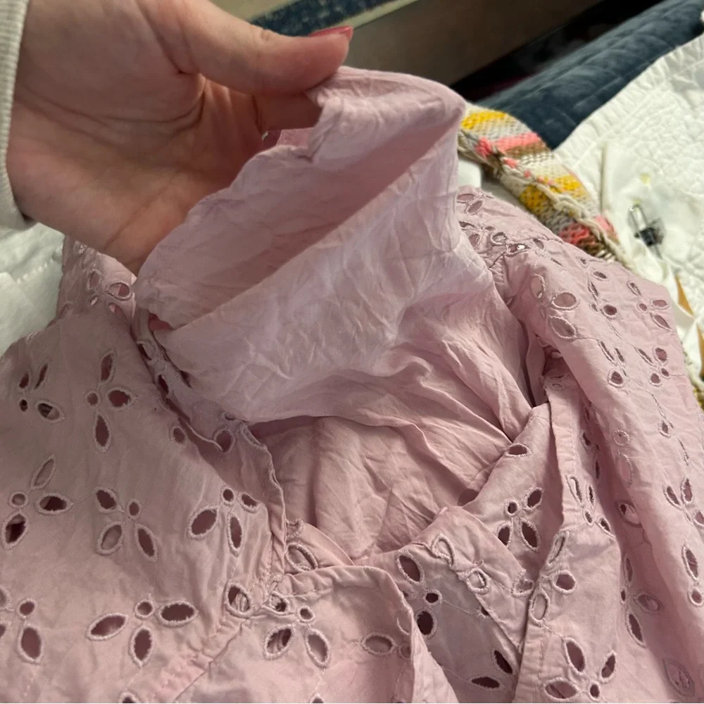 J. Crew Spring Garden Eyelet Blouse Pink Purple - Picture 4 of 8